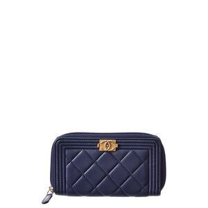 Chanel Blue Calfskin Boy Zipped Wallet (Authentic Pre-Loved)